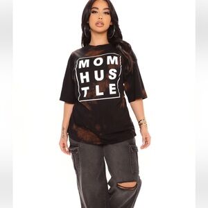 Fashion Nova “MOM HUSTLE” Tie Dye Tee | Black Brown | Size S